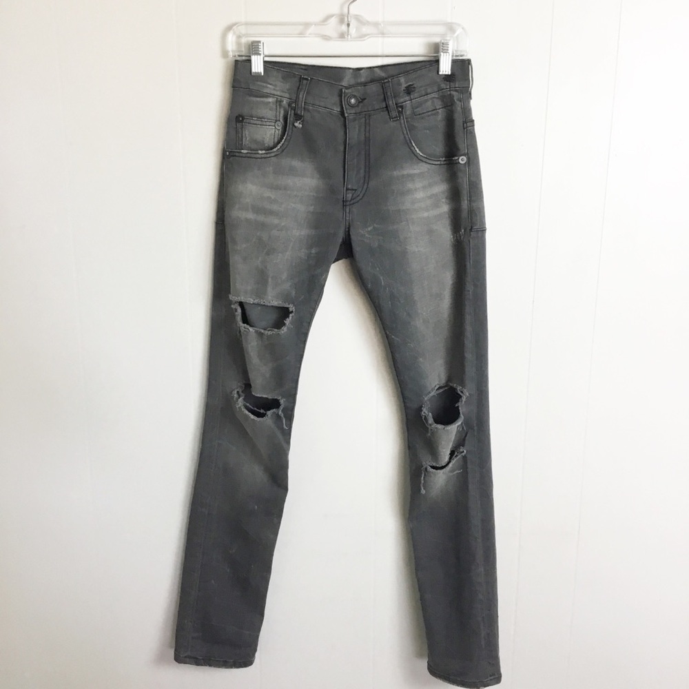 $358 R13 SKATE Slim Skinny Jeans Shredded Size 26 Womens Distressed Pants